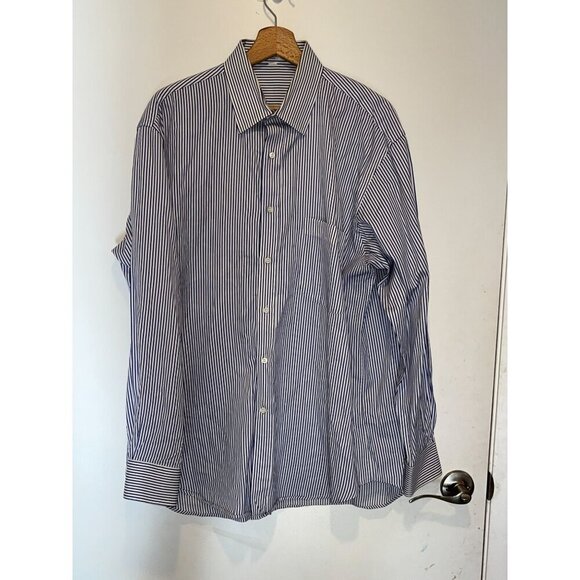 Valentino Vintage Striped Long Sleeve Button-Down Shirt Men's Size 10.5 (34-35) - Picture 2 of 9